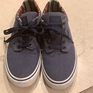 Navy Blue canvas Vans..super comfortable. Gentle regular wear.